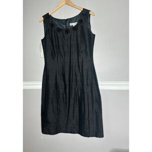 NWT Wedding Guest Dress Sz 12 Black Linen Sleeveless Lined Karen Warren